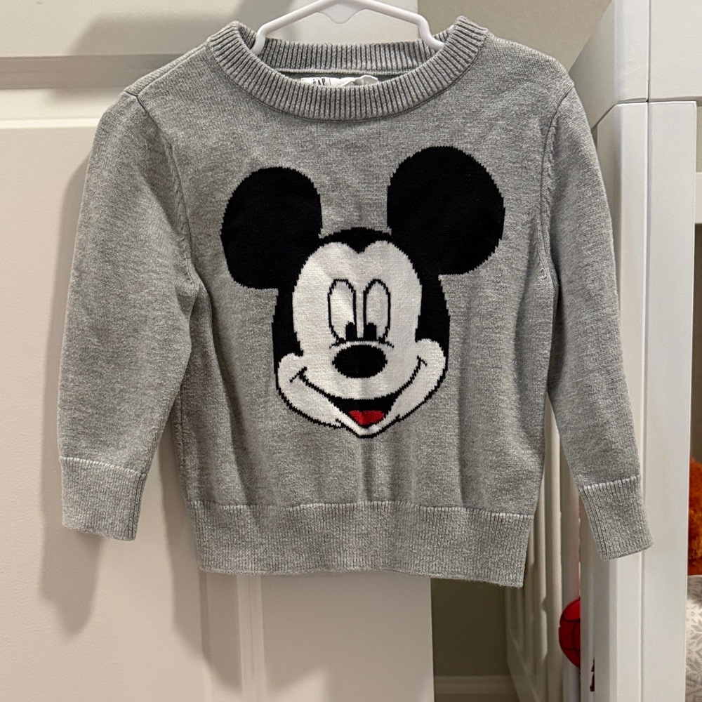 GAP Gray Mickey Mouse Knit Sweater